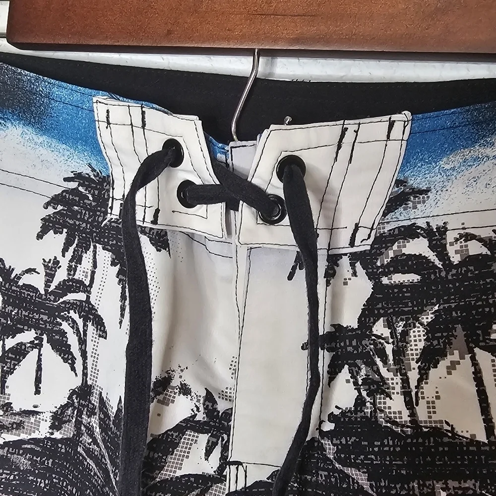 Burnside Mens‎ Swim Board Shorts Palm Tree Tropical Print Size 34